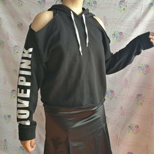 Pink brand crop hoodie